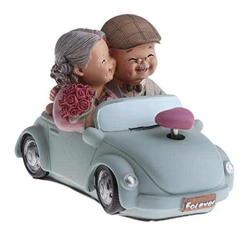 Perfeclan Süße Gartenfigur Opa und Oma auf Bank aus Harz, Geschenkidee für Weihnachten/Geburtstag - Fahrendes Auto von Perfeclan