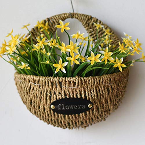 perfecti Wicker Rattan Hängender Korb Hängenden Blumenkorb Geflochtener Wandkorb Aus Weide Pflanzgefäße Dekorativer Für Hause, Büro, Schule, 25 x 25 x 12 cm von perfecti