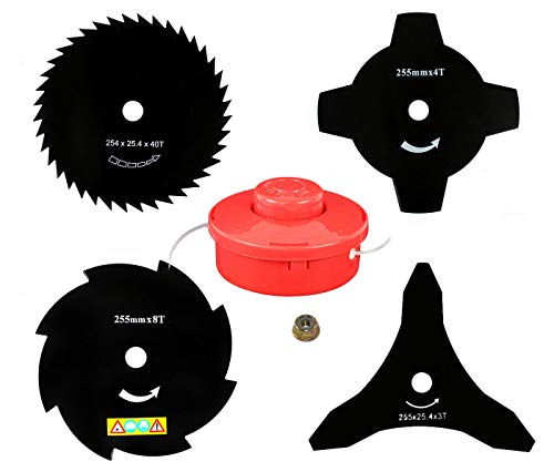 4 X sharfes Messer & Fadenspule & Mutter für Timbertech MS52-2TL / MFS52 / MS-2TL-52 Motorsense Freischneider von perfektGarten