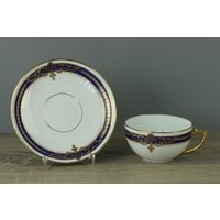 C F P Limoges Aux Lions De Faience Teetasse Kaffeetasse + Unterteller Untertasse von perfektgedeckt