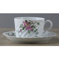 Haviland Limoges France Eglantine Rose Kaffeetasse Mit Untertasse/Untere von perfektgedeckt
