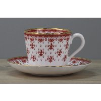 Spode Fleur De Lys Red Kaffeetasse Tasse Mit Unterteller Untertasse Untere von perfektgedeckt