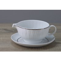 Thomas Lanzette Platin Sauciere Mit Untertasse/Unterteller Soßenausgießer Top von perfektgedeckt