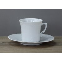 Tirschenreuth Hutschenreuther Baronesse Weiß Kaffeetasse Tasse + Untertasse von perfektgedeckt