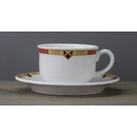 Villeroy & Boch Dekor Mit Band Ocker Lachsfarben Teetasse Unterteller von perfektgedeckt