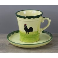 Zeller Keramik Hahn Und Henne Henkelbecher/Kaffeetasse + Untertasse Mini Chips von perfektgedeckt