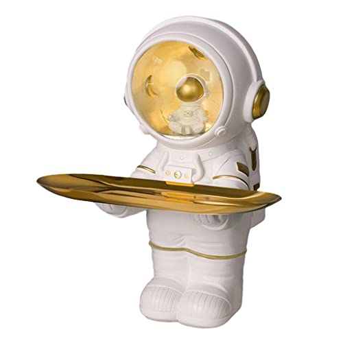 perfk Astronaut Statue Ablageschale Decor Schreibtischaufbewahrung Astronaut Figur Wohnzimmertisch Schlüsselaufbewahrung, Weiß, 27x22,5x21cm von perfk