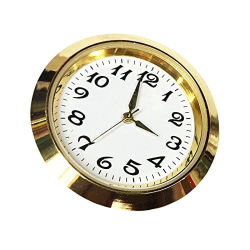perfk 1-7/16 Zoll (36 mm) Uhr-Einsatzuhr mit schwarzen Ziffern passend für Durchmesser 1-3/8 Zoll Loch Metall-Mini-Uhr Leicht ablesbar für Uhrenteil, golden von perfk