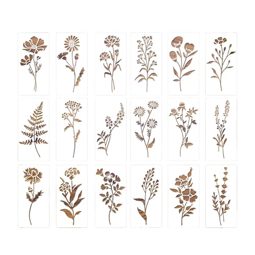 perfk 18 -Malvorlagen, Blumen- und Blattschablonen, zum Selbermachen, ausgehöhlte Muster für Möbel, Scrapbooking, Wandfliesen von perfk