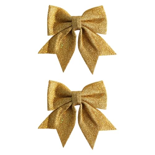 perfk 2X Weihnachtsbaum-Schleifen, Weihnachtsdekoration, künstlich, glitzernde Weihnachtsschleifen zum Verpacken von Geschenken für die, Gold perfk 2X Weihnachtsbaum-Schleifen, Weihnachtsdekoration, künstlich, glitzernde Weihnachtsschleifen zum Verpacken von Geschenken für die, Gold von perfk