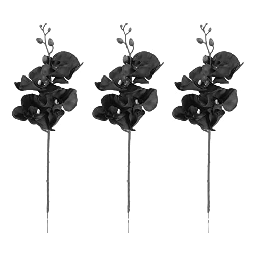 perfk 3 Stück -Orchideen-Blumenarrangements für Zuhause, Halloween, künstliche Blumen, künstliche Blumensträuße, Dekorationen, Schwarz von perfk