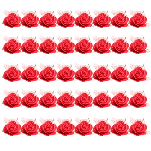 perfk 50 Stück Künstliche Rosenköpfe Schaumrosen für Die Hochzeit 4cm, rot von perfk