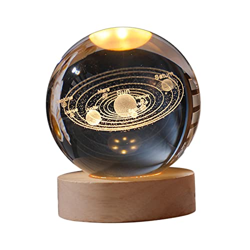 perfk 60 mm Kristallkugel-Nachtlicht planetarische dekorative Nachtlampe für das Aufenthaltsraum am Bett, Sonnensystem von perfk