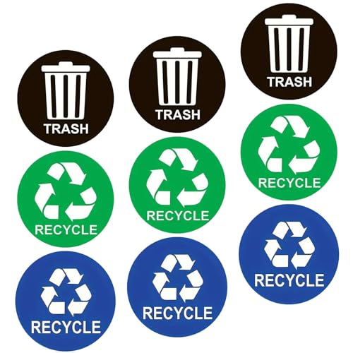 perfk 9 Stück Recycling-Aufkleber für Mülleimer, Recycling-Mülleimer-Aufkleber, 12,7 x 12,7 cm, anzubringen, Schilder, perfk 9 Stück Recycling-Aufkleber für Mülleimer, Recycling-Mülleimer-Aufkleber, 12,7 x 12,7 cm, anzubringen, Schilder, von perfk