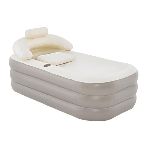 perfk Aufblasbare Badewanne, zusammenklappbar, mit Rückenlehnenkissen, freistehende Badewanne, aufblasbare Badewanne für die Dusche im Innen, Braun von perfk
