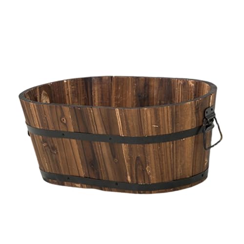 perfk Blumentopf aus Holz, Pflanzgefäß, rustikal, multifunktional, mit Drainageloch, Pflanzbehälter für Garten, Vorgarten, Balkon, Mittel perfk Blumentopf aus Holz, Pflanzgefäß, rustikal, multifunktional, mit Drainageloch, Pflanzbehälter für Garten, Vorgarten, Balkon, Mittel von perfk