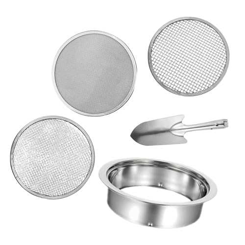 perfk Bodensieb-Set, Bodensiebe, Sorten, Siebschale, Werkzeug mit Siebmaschen, Garten-Rätselsieb für Kompost-Bonsai-Enthusiasten, 3 Mesh Silberschaufel von perfk
