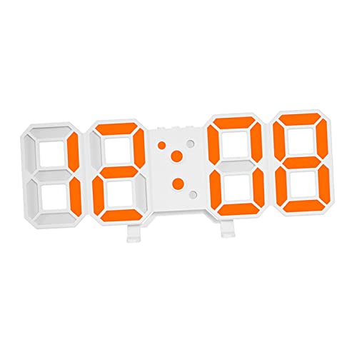 perfk Digitale Digitaluhr Digitale Wecker Minimalistische Moderne LED-Wanduhr Elektronische Uhr für Schreibtisch Wohnkultur Tisch Bauernhaus, Orange von perfk