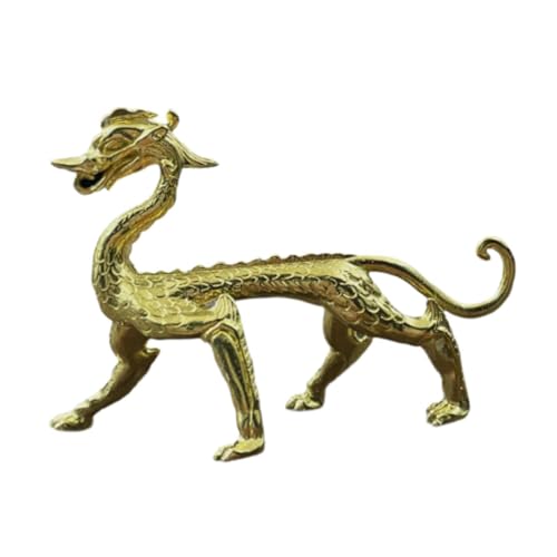 perfk Drachenstatue, Teehaustier, handgefertie Drachenskulptur, Drachenornament für Schreibtisch, Teetisch, Einweihungsgeschenk, Glückwunschgeschenk, Strahlendes Gold von perfk