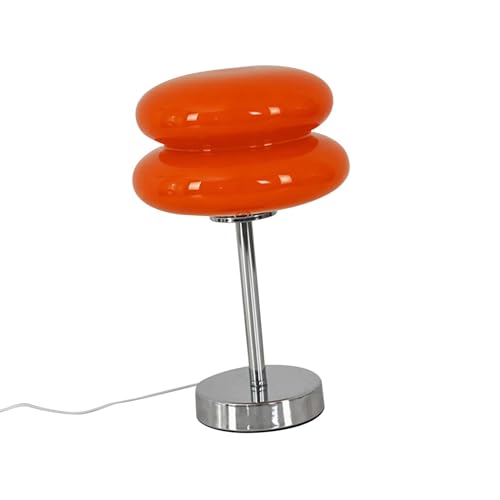 perfk Eierkuchenlampe, Nachttischlampe aus Glas, 3 Farbwechsel, Retro-Schreibtischlampe für Kommode, Wohnzimmer, Schlafzimmer, Nachttisch, Orange von perfk