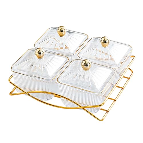 perfk Fach-Vorspeise-Lebensmittel-Display-Gerichtsplatte, nordische Servierplatte mit Deckel, Trockenfrüchte-Tablett für Nüsse, Party-Vorspeisen, Klar von perfk