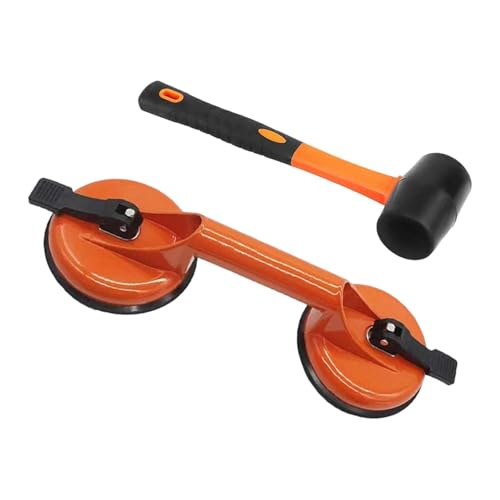 perfk Glassauger Vakuumplattenabzieher Industrieller Saugplattenheber Glasabzieherheber für Fliesen, Orange von perfk