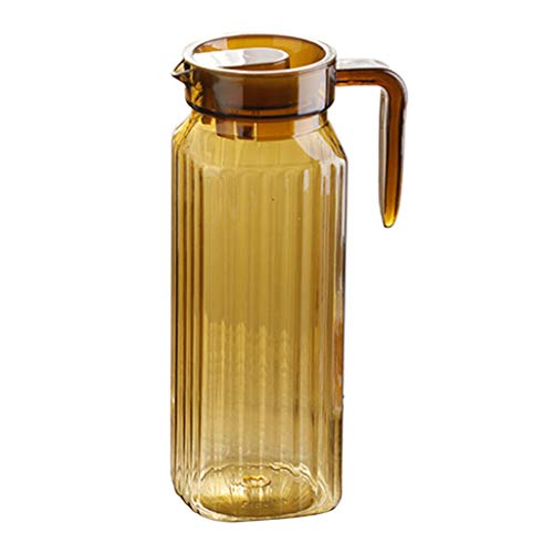 perfk Gold Glaskaraffe Glaskrug Wasserkrug mit Deckel Glaskanne Eistee Milchkrug, C von perfk