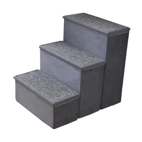 perfk Haustier-Hundetreppe, Leiter, Haustiertreppe, 3 Stufen, Hunderampe für kleine Hunde und Katzen, faltbar, leicht, Kletterleiter, Katzentreppe fürs Bett perfk Haustier-Hundetreppe, Leiter, Haustiertreppe, 3 Stufen, Hunderampe für kleine Hunde und Katzen, faltbar, leicht, Kletterleiter, Katzentreppe fürs Bett von perfk