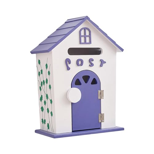 perfk Holz-Briefkasten, Kindergarten-Briefkasten, Bauernhaus-Briefkasten, Mehrzweck-Briefkasten für den Außenbereich, lila perfk Holz-Briefkasten, Kindergarten-Briefkasten, Bauernhaus-Briefkasten, Mehrzweck-Briefkasten für den Außenbereich, lila von perfk