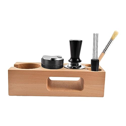 perfk Holz-Kaffeefilter-Manipulationshalter-Sets, Espresso-Tamper-Station, Kaffee-Tamper-Verteiler und Rührer, 58MM von perfk