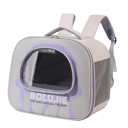 perfk Hundetasche Katzentasche, beim Ausgehen, Atmungsaktiver Verstellbarer Schultergurt Tragbarer Transparenter Fenster-Haustier-Rucksack Tragetasche, LILA von perfk