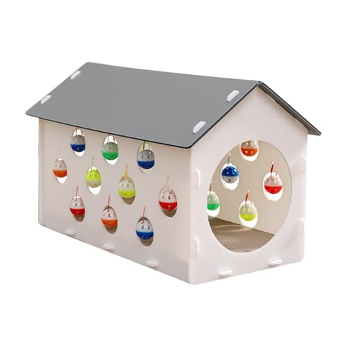 perfk Katzenbett, Haustierhaus, Nest, Möbelschutz, Spielvergnügen, multifunktional, mit Glocke, Kätzchenhöhle, Schlaf- und Kratzbrett perfk Katzenbett, Haustierhaus, Nest, Möbelschutz, Spielvergnügen, multifunktional, mit Glocke, Kätzchenhöhle, Schlaf- und Kratzbrett von perfk
