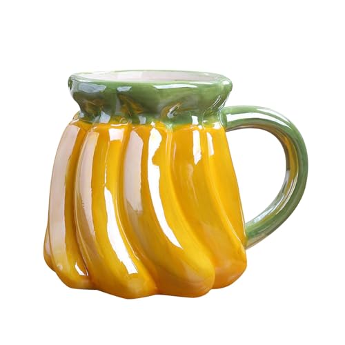perfk Keramik-Kaffeetasse in Fruchtform, Keramiktasse, Bezaubernde Tasse für heiße oder kalte Getränke, Morgenbecher, Milchbecher für Milch, Kaffee, Banane perfk Keramik-Kaffeetasse in Fruchtform, Keramiktasse, Bezaubernde Tasse für heiße oder kalte Getränke, Morgenbecher, Milchbecher für Milch, Kaffee, Banane von perfk