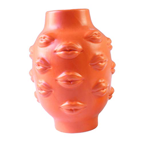 perfk Keramik Vase für Wohnkultur, kreative Zier Vase Blumentopf Abstrakte Hause Büro Ornament Skulptur Hotel Bücherregal TV Schrank Decor - Orange von perfk