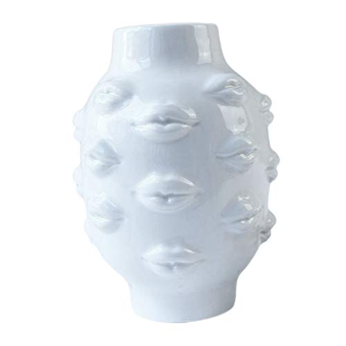 perfk Keramik Vase für Wohnkultur, kreative Zier Vase Blumentopf Abstrakte Hause Büro Ornament Skulptur Hotel Bücherregal TV Schrank Decor - Weiß von perfk