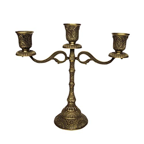perfk Kerzenleuchter Kerzenständer Metall Tischleuchter Vintage Tischdekoration - 3-armig Bronze von perfk