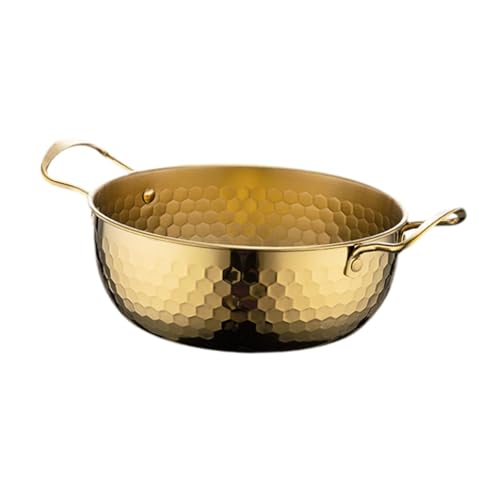 perfk Korea Ramen-Topf Instant-Nudeltopf Mehrzweck-Schnellheizpfanne Trockentöpfe Edelstahl-Suppentopf Meeresfrüchtetopf für Camping, Gold 20cm von perfk