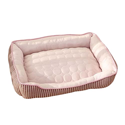 perfk Kühlendes Hundebett, Sommer, Eisgefühl, Katze, Haustier, für Reisen, Autositz, rutschfeste Rückseite, waschbar, bequem, Handwäsche, Maschinenwäsche, Rosa M von perfk