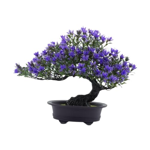 perfk Künstliche Bonsai Baum Kunstpflanzen Dekor Kunst Kunsthandwerk Moderne Kollektion Orament Willkommen für Garten Tisch Wohnzimmer, Dunkelviolett von perfk