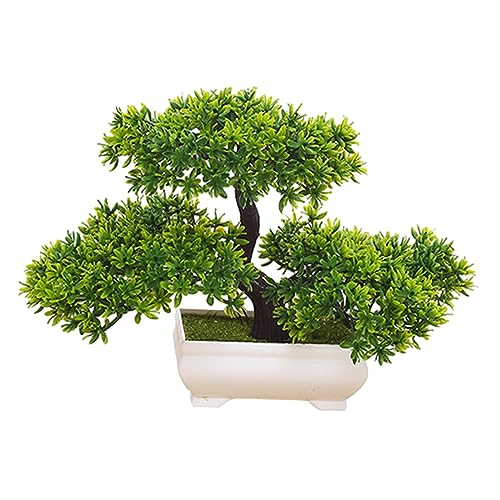 perfk Künstlicher Bonsai-Baum, kleine Kunstpflanzen, Unterhaltungsdekoration, eingetopfte japanische Kiefern-Kunstpflanzen für Kamin, Badezimmer, Wohnzimmer von perfk