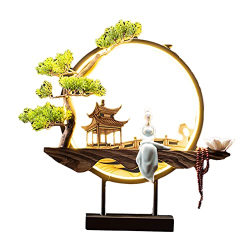 perfk LED-Lampe Rückfluss-Räucherstäbchen-Brenner im traditionellen chinesischen Stil, Figur, Rückfluss-Brunnen, Landschaftsdekor, Handwerk, Stil I von perfk
