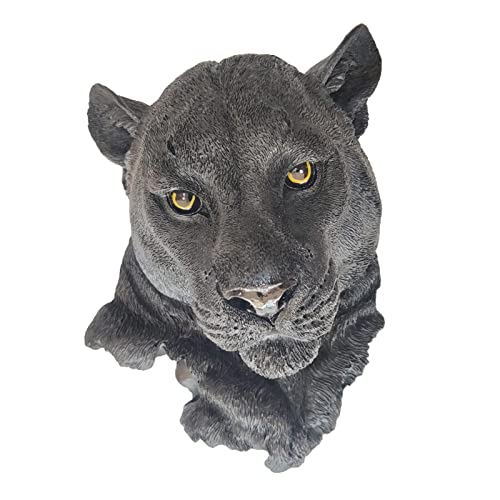 perfk Lebensechte Tierkopf-Statue aus Kunstharz, Wandhalterung, Kunsthandwerk, künstliche 3D-Wildtierfiguren für Bauernhaus, Wohnzimmer, Schwarzer Panther von perfk