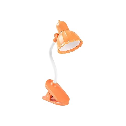 perfk -Licht-Klemmlampe, Bettlampe, tragbare, Flexible Schwanenhals-Clip-Lampe, Mini-Leselampe, Blumen-LED-Schreibtischlampe zum Lernen, Orange von perfk