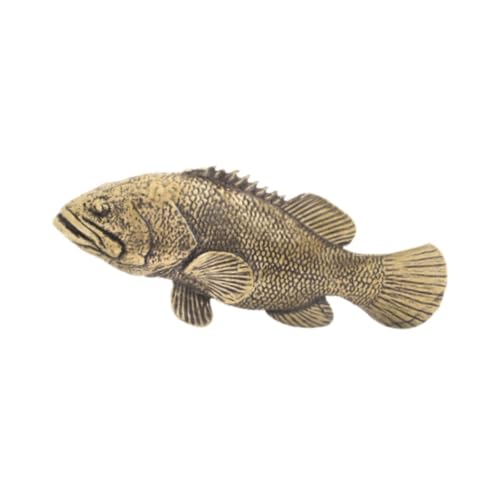 perfk Messing Fisch Figurine Tiere Figurine Retro Sammlung Mini Feng Shui Tee Haustier Fisch Desktop Dekoration für Desktop Büro von perfk