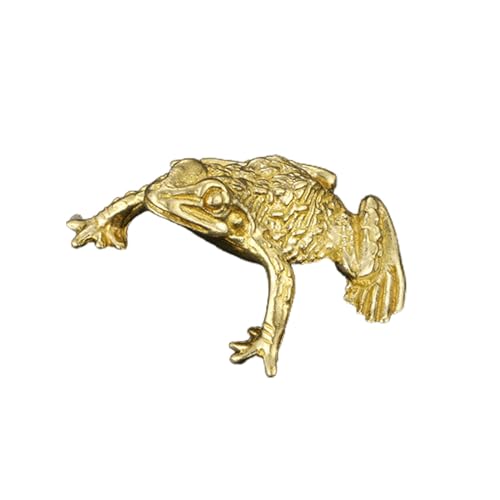 perfk Messing Frosch Miniatur Figur Tee Haustier Ornament Tisch Mittelstück Frosch Statue Reichtum Frosch Figur für Schreibtisch Eingangsschrank, Stil b, 3cmx1.5cm von perfk