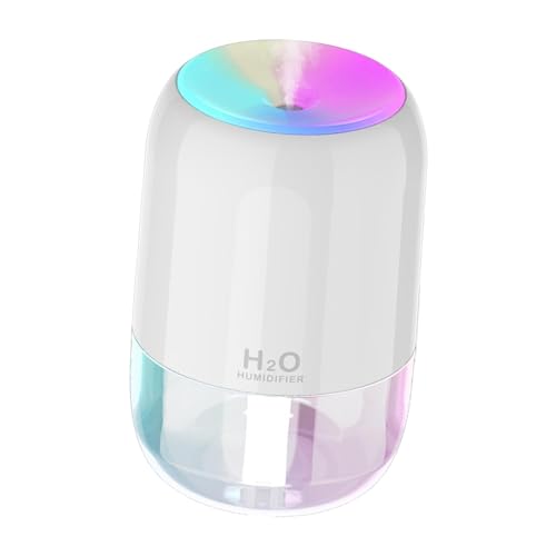 perfk Mini-Luftbefeuchter, USB-Diffusor für ätherische Öle mit Buntem Licht, geräuschlos, tragbar, für Büro, Schlafzimmer, Mehrzweck, Weiß perfk Mini-Luftbefeuchter, USB-Diffusor für ätherische Öle mit Buntem Licht, geräuschlos, tragbar, für Büro, Schlafzimmer, Mehrzweck, Weiß von perfk