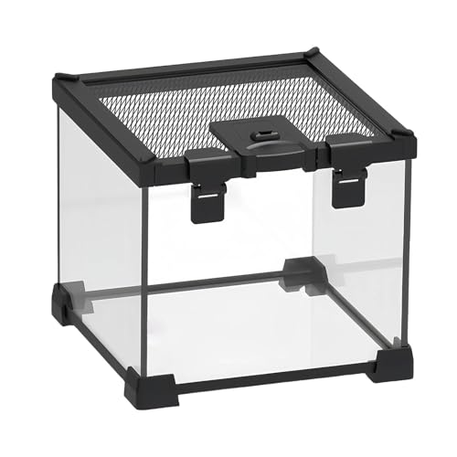 perfk Mini-Reptilien-Glasterrarium, Kletter-Haustier-Crawler, Futterbox, Terrarium, Zuchtbox für Schlangen, Schlinge, Geckos, Spinnen, Vogelspinnen von perfk