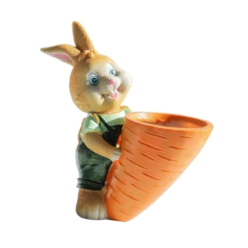 perfk Niedliche Mini-Pflanztopfstatue, Blumentopf mit Hase aus Kunstharz, Tierskulptur mit Hase für den Balkon, B perfk Niedliche Mini-Pflanztopfstatue, Blumentopf mit Hase aus Kunstharz, Tierskulptur mit Hase für den Balkon, B von perfk