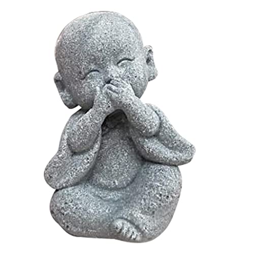 perfk Niedliche kleine Buddha Statuen Mönch Figuren Zen Garten Skulpturen Tee Tablett Figurine für Outdoor Dekoration Ornament Tra - Nicht Sagen von perfk