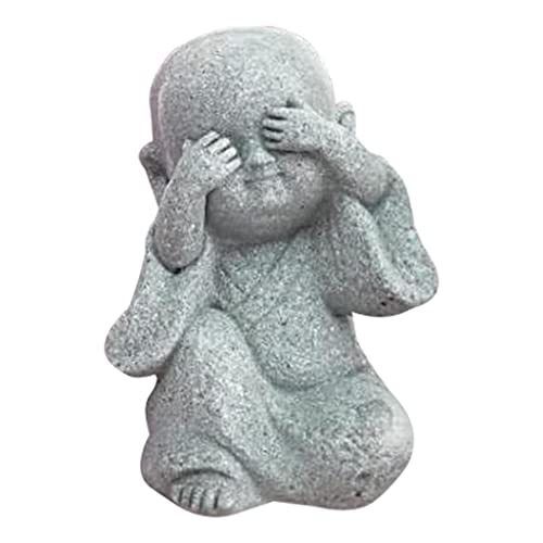 perfk Niedliche kleine Buddha Statuen Mönch Figuren Zen Garten Skulpturen Tee Tablett Figurine für Outdoor Dekoration Ornament Tra - Nicht sehen von perfk